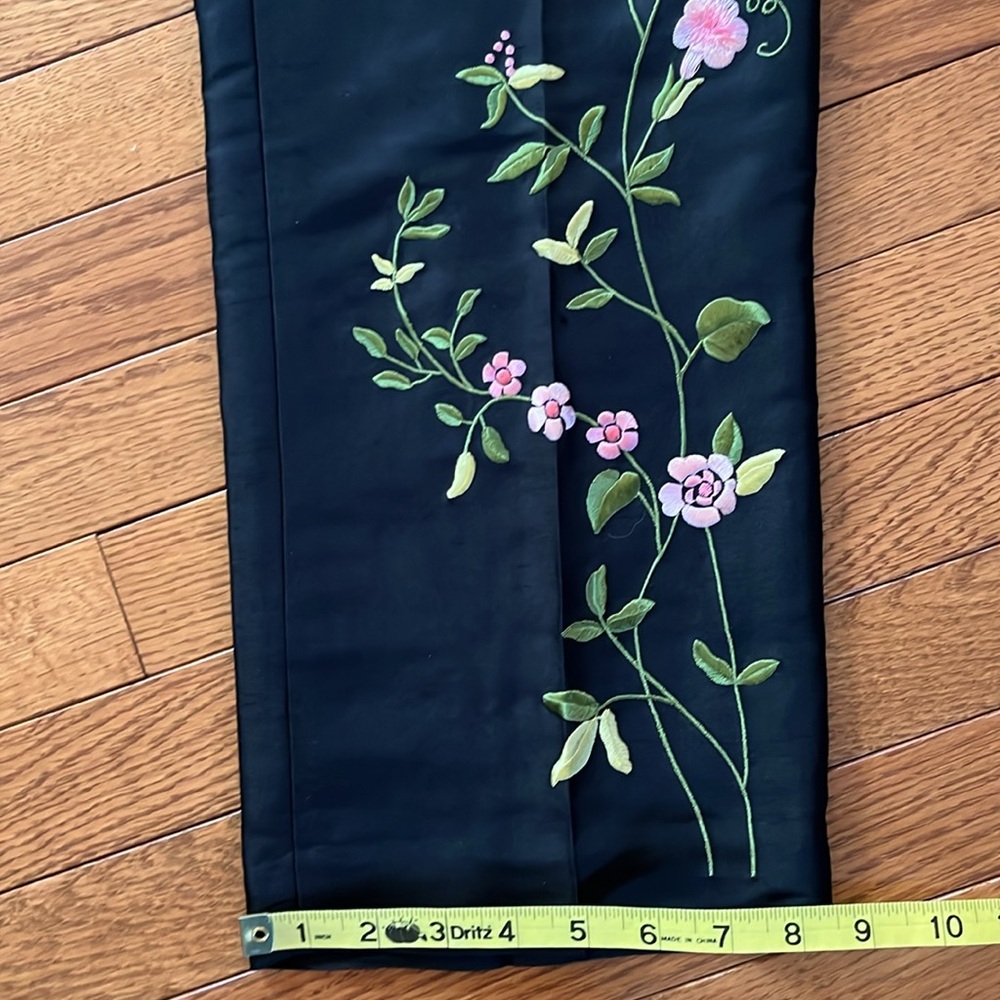 NWT Vintage Ann Taylor 100% Silk Floral Embroidered Black Pants - Picture 8 of 16